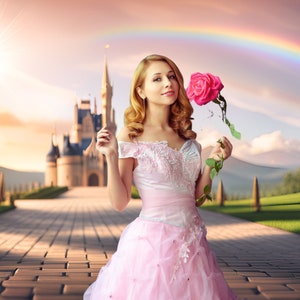 Digital Castle Backdrop, Princess Backdrop, Fantasy Digital Backdrop Digital Princess Castle Background Digital Rainbow Princess Background