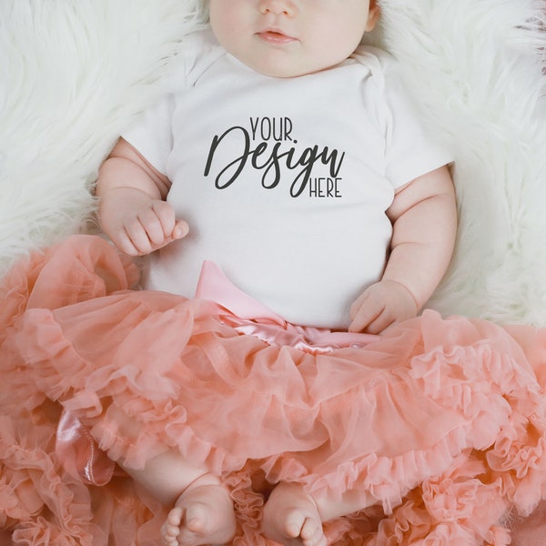 Baby Girl Onesie Mockup, Baby Stock Photo Digital File, Infant Onesie Flat Lay, Baby Mockup, Onesie Mock Up, White Infant Bodysuit Mockup