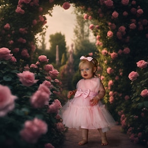 Rose Garden Digital Backdrop, Photography Composite, Flower Garden Background, Floral Arch Photoshop Composite Digital Download