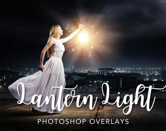 Street Light Photoshop Overlays, Light Overlay, Lantern Glow Overlay, Photoshop Light Beam Overlay, Christmas Magic Overlay for Photoshop