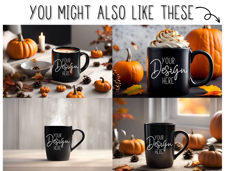 Falling Mug Empty Fall Coffee Mug Mockup 15oz With Falling Leaves and Coffee Splash ...