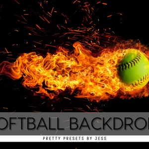 Softball Backdrop, Sports Digital Background, Sports Backdrop, Softball Flame Backdrop, Softball Photo Background Photoshop Sports Templates