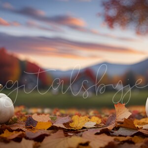 Digital Fall Leaves Background for Photography, Autumn Digital Backdrops for Photoshop Edits, Simple Pumpkin Digital Backdrop for Kids