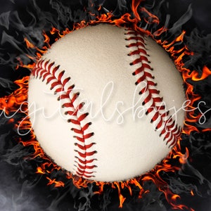 Flaming Baseball Backdrop, Sports Digital Background, Baseball Photo Background with Flames, Baseball Team Backdrop, Baseball Banner