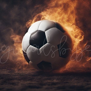 Soccer Ball in Flames Digital Background, Digital Photography Backdrop, Soccer Backdrop Sports Photography, Sports Backdrop Photoshop Sports