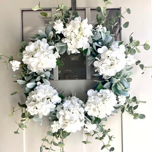 Extra Large Front Door Wreath, Double Door Wreaths, Wedding Wreath, Country Farmhouse, Southern Charm, White Hydrangeas & Lamb's Ear, Gift