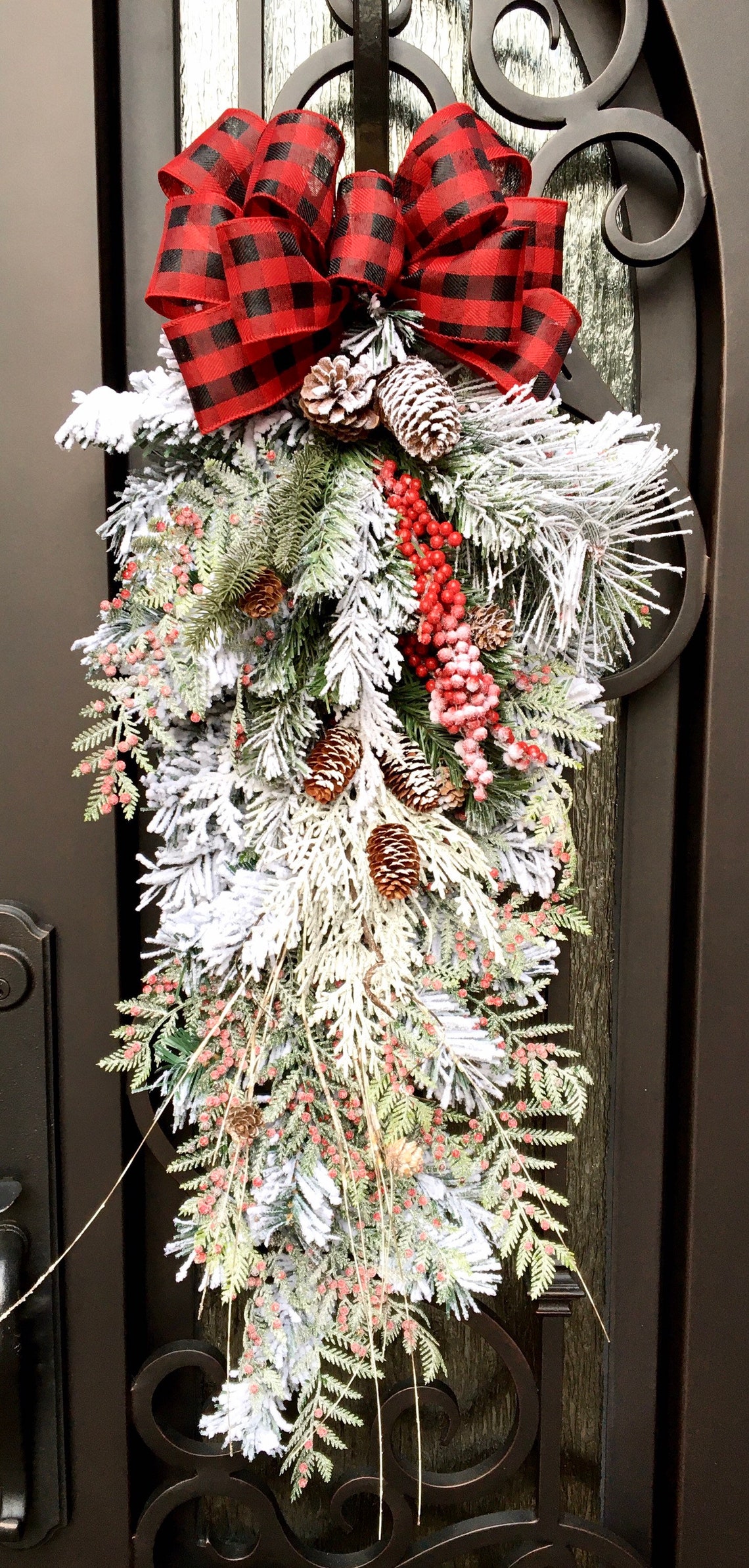 Large Winter Swags for Front Double Doors Winter White Etsy