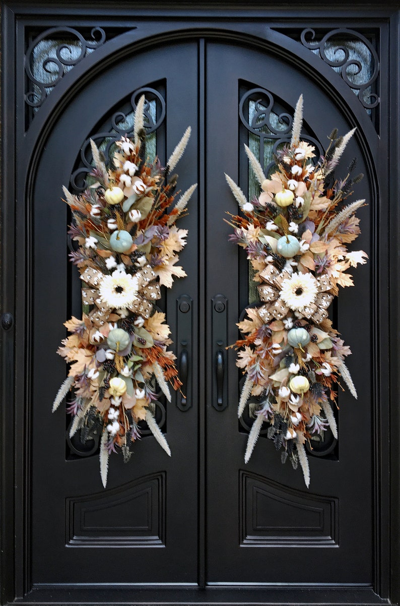 XL Fall Swags for Front Double Doors Natural Design Etsy