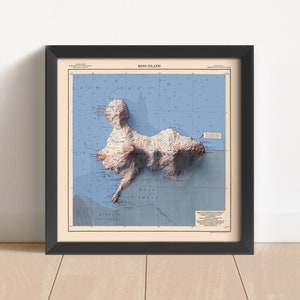 Ross Island (Antarktis) Vintage Relief Karte, basierend auf dem Original von 1886 | Wand Kunst & Dekor | Geschenk | Topographischer Druck | KEINE 3D-KARTE