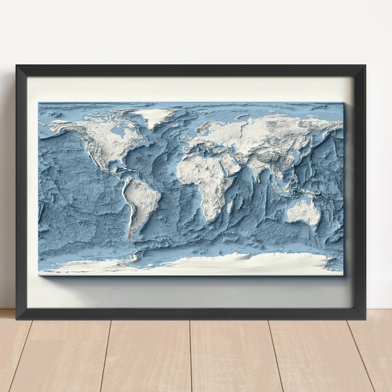 Ocean Floor Map Framed - Etsy UK