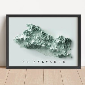 El Salvador Minimalistische Reliefkarte | El Salvador Wandkunst | Gerahmter Druck | Antikes Wanddekor | Topographische Karte Geschenk | KEINE 3D-KARTE