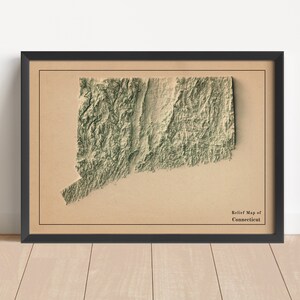 USA Minimalistische Reliefkarte | USA Wandkunst | Gerahmter Druck | Antikes Wanddekor | Topographische Karte Geschenk | KEINE 3D-KARTE