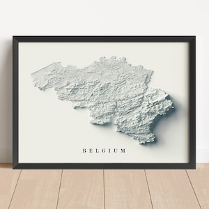 Belgium Minimalist Relief Map | Belgium Wall Art | Belgium Framed Print | Antique Wall Decor | Topographic Map Gift | NOT A 3D MAP