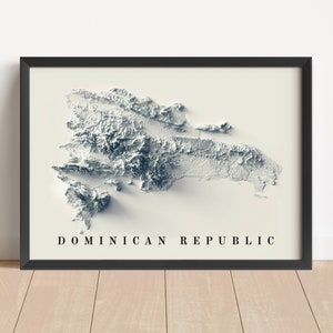 Dominican Republic Minimalist Relief Map | Wall Art | Framed Print | Antique Wall Decor | Topographic Map Gift | NOT A 3D MAP