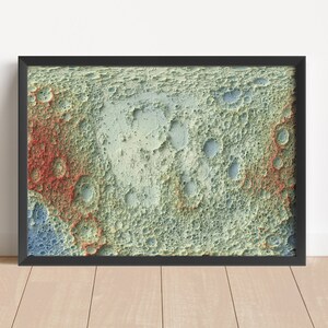 Mond (Erde) Minimalistische Reliefkarte | Mond Wand Kunst | Mond gerahmter Druck | Antikes Wanddekor | Astronomie Poster | KEINE 3D-KARTE
