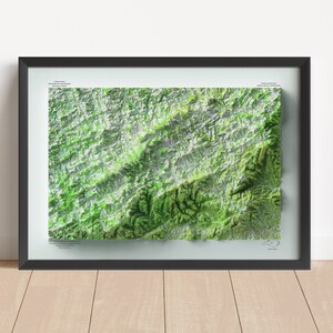 Alleghany County (North Carolina) Vintage Relief Karte, 1964 | Wand Kunst & Home Decor | Gerahmter Druck | KEINE 3D-KARTE