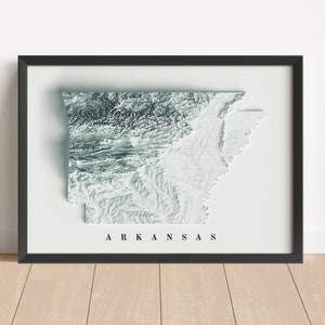 Minimalistische Landkarte von Arkansas | Arkansas Wandkunst | Gerahmter Druck | Antikes Wanddekor | Topographische Karte Geschenk | KEINE 3D-KARTE