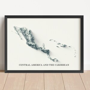 Mittelamerika Minimalistische Reliefkarte | Mittelamerika Wandkunst | Karibik Karte | Antikes Wanddekor | Topographische Geschenk | KEINE 3D-KARTE