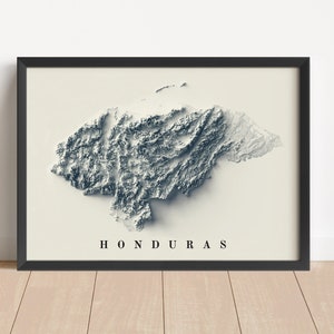 Minimalistische Landkarte von Honduras | Honduras Wandkunst | Honduras gerahmter Druck | Antikes Wanddekor | Topographische Karte Geschenk | KEINE 3D-KARTE