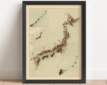 Japan Relief Map Print - Etsy UK