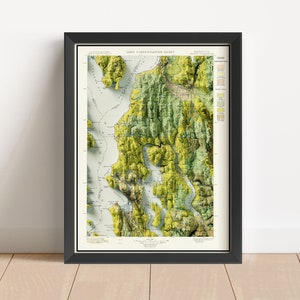 Mikroseal / US Bundesstaat Washington Vintage Relief-Karte, basierend auf 1900er Original | Wand Kunst & Home Decor | Topographische Karte Geschenk | KEINE 3D-KARTE