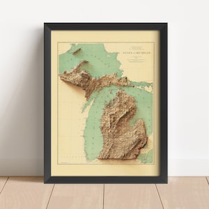 Landkarte von Missouri nach Original von 1888 | Missouri Wand Kunst & Home Decor | Gerahmter Druck | Topographische Karte Geschenk | KEINE 3D-KARTE