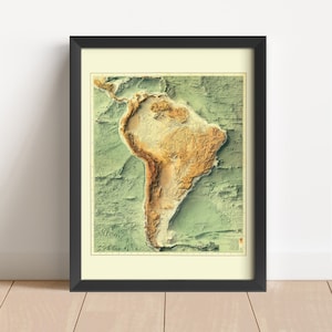 Südamerika Batrymetrische Vintage Landkarte, basierend auf einer Originalkarte von 1907 | Wand Kunst & Home Decor | Topographische Karte Geschenk | KEINE 3D-KARTE