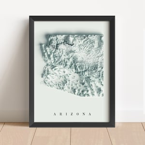 Arizona Minimalistische Landkarte | Arizona Wandbild | Gerahmter Arizona Druck | Antikes Wanddekor | Topographische Karte Geschenk | KEINE 3D-KARTE