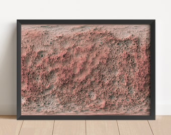 May include: A framed abstract art print with a textured, bubbly surface in shades of pink and grey.