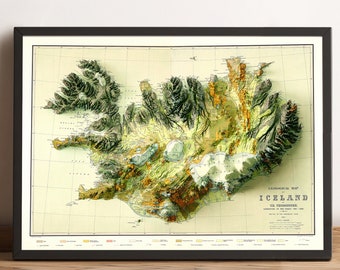 Iceland Map, Iceland Relief Map, Iceland Printable Map, Iceland Vintage Map, Iceland Old Map, Iceland Topo Map, Iceland Geological Map