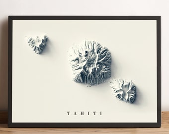 Tahiti Map, Tahiti Relief Map, Tahiti Printable Map, Tahiti Digital Map, Tahiti Minimalist Map, Tahiti Wall Art, Tahiti Gift Map