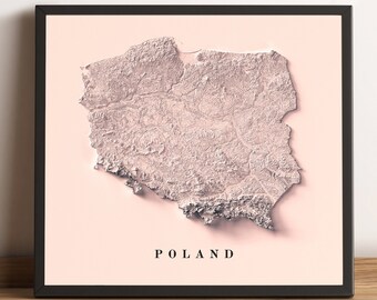Poland Map (set with two maps) - Poland Relief Map - Poland Vintage Map - Poland Art - Poland Wall Art - Poland Printable Map - Polska Map