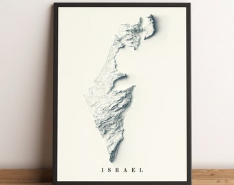 Israel Map (set with two maps), Israel Relief Map, Israel Printable Map, Israel Digital Map, Israel Vintage Map