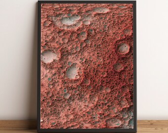 Moon Map - Moon Relief Map - Moon Vintage Map - Moon Print - Moon Topographic Map - Moon Printed Map - Moon Wall Decor - Version 3