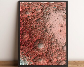 Moon Map - Moon Relief Map - Moon Vintage Map - Moon Print - Moon Topographic Map - Moon Printed Map - Moon Wall Decor - Version 2