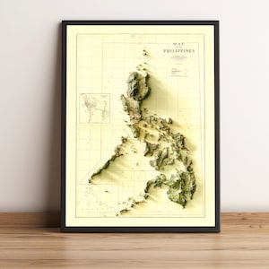 Philippinen Karte - Reliefkarte der Philippinen - Philippinen Historische Karte - Alte Landkarte der Philippinen - Vintage Landkarte der Philippinen