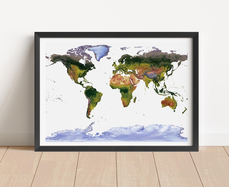 Gall Stereographic Projection World Map | Earth Map Print for Home ...