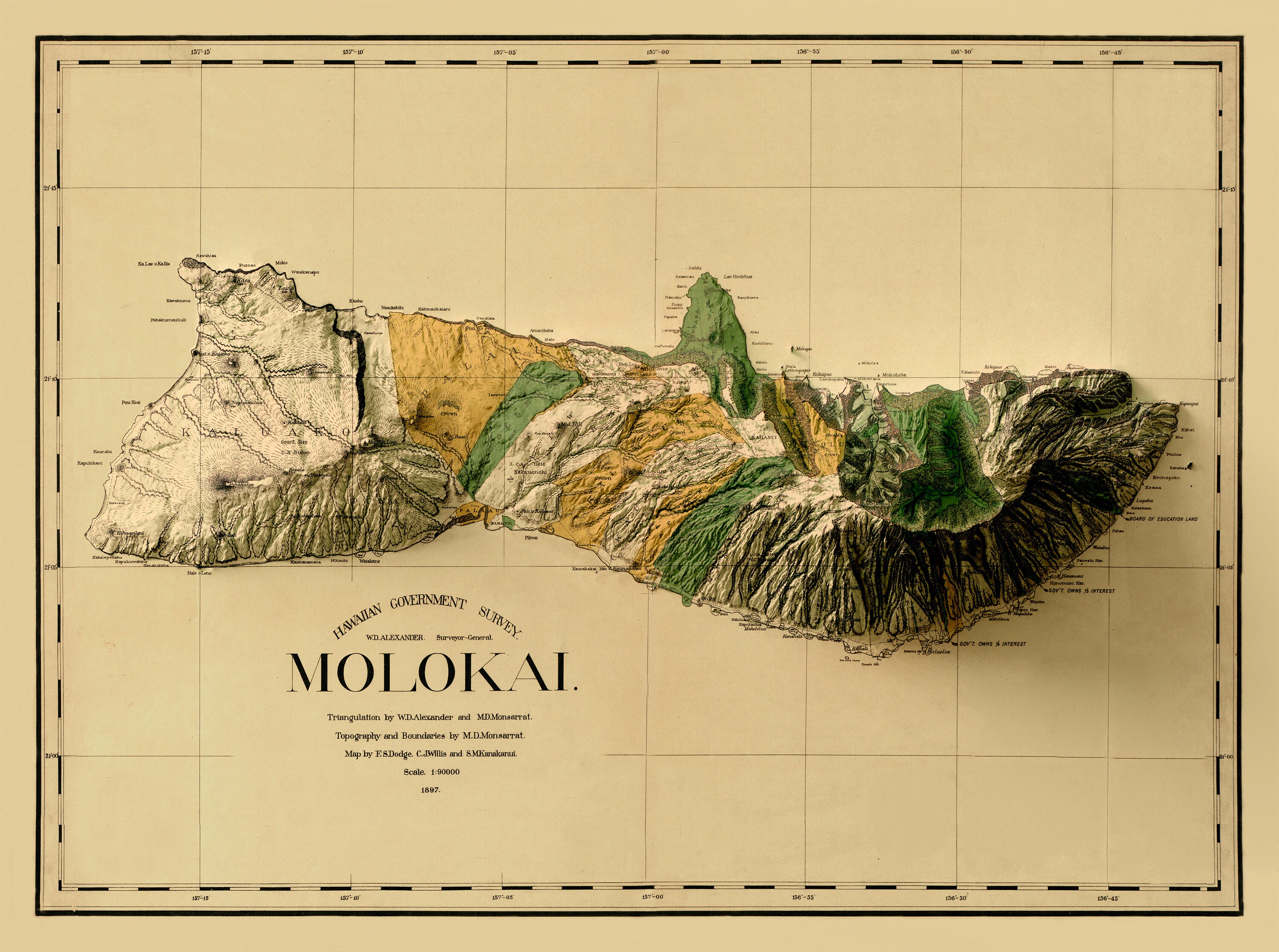Molokai Map Hawaii Map Molokai Relief Map Molokai - Etsy