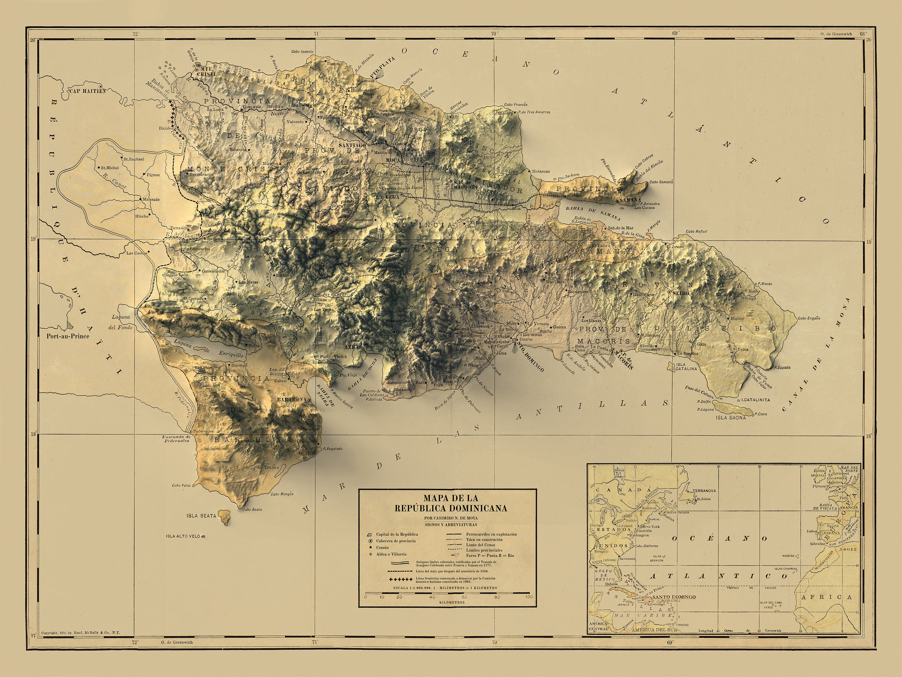 Mapa de República Dominicana Mapa en relieve de República Dominicana