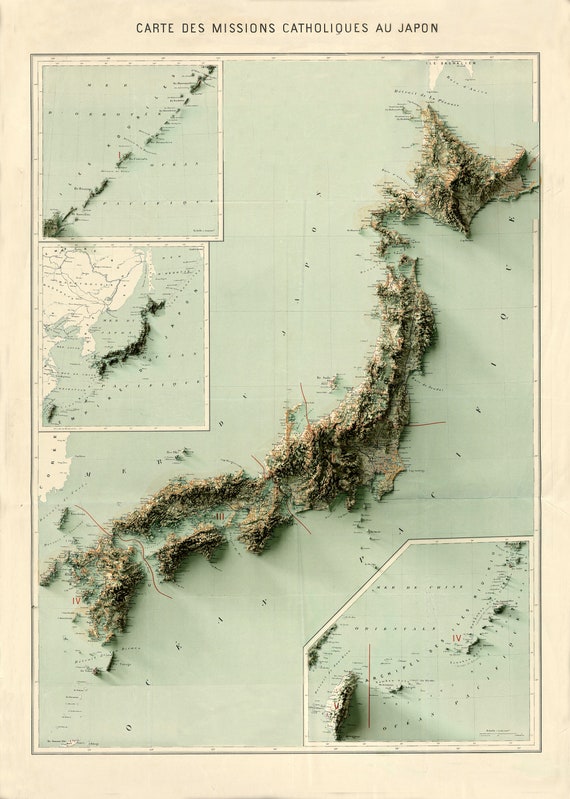 Carte du Japon Carte en relief du Japon Carte historique du Japon Ancienne  carte du Japon Carte vintage du Japon Carte ancienne du Japon Art mural du  Japon -  Canada