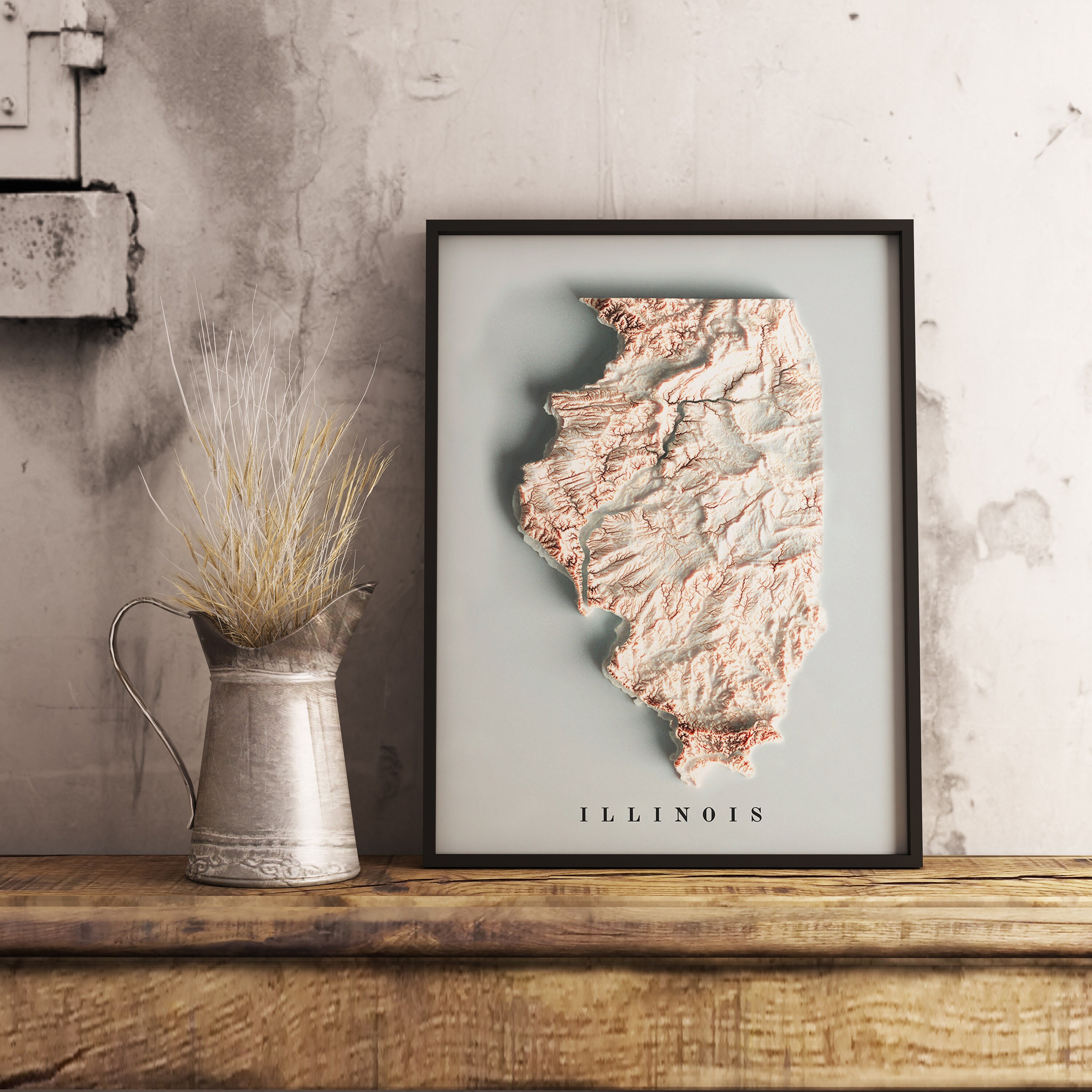 Illinois Map set With Two Maps, Illinois Printable Map, Illinois Shaded