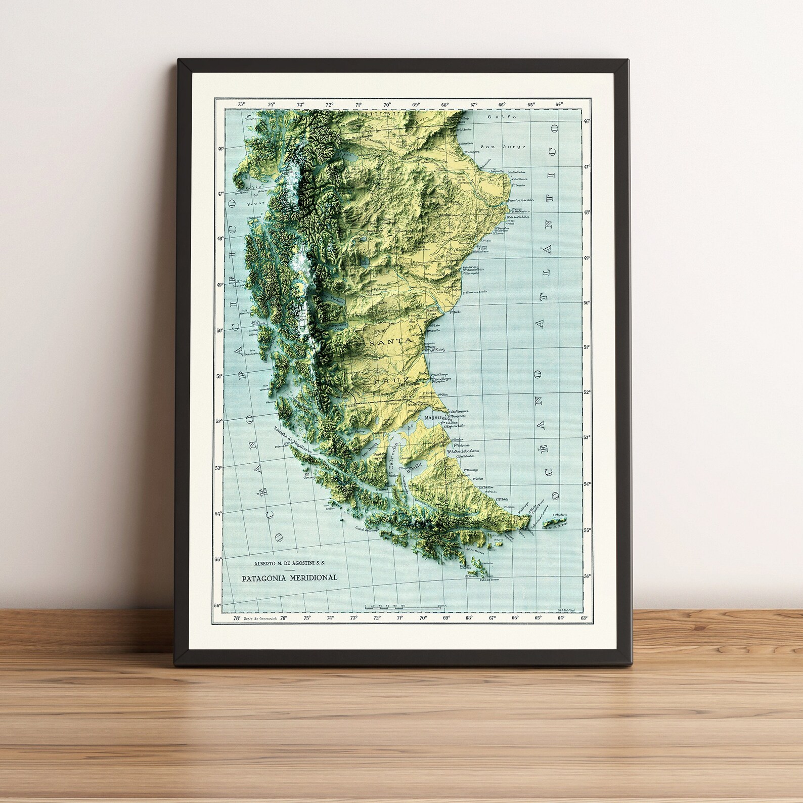Patagonia Map, Patagonia Shaded Relief Map, Patagonia Wall Art ...
