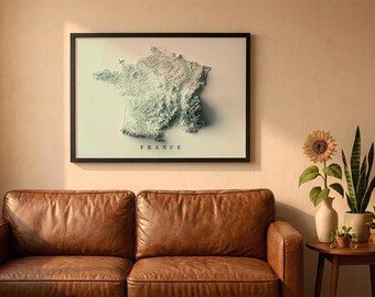 フランスのミニマルな地形図 | フランスの壁掛けアート | フランスの額