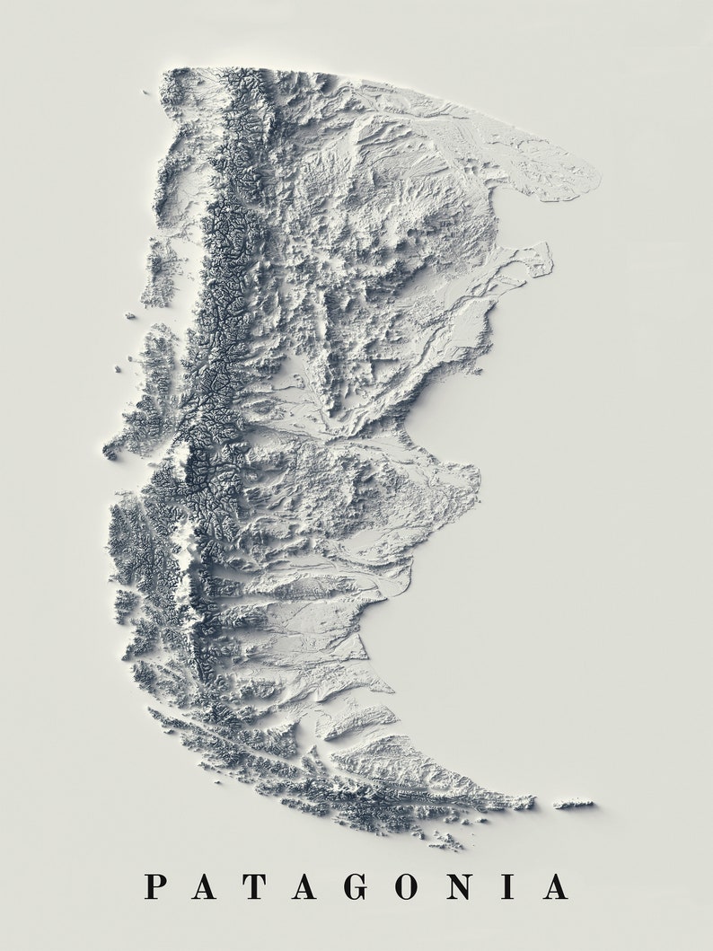 Patagonia Map set With Two Maps, Patagonia Shaded Relief Map, Patagonia Print, Argentina Print ...