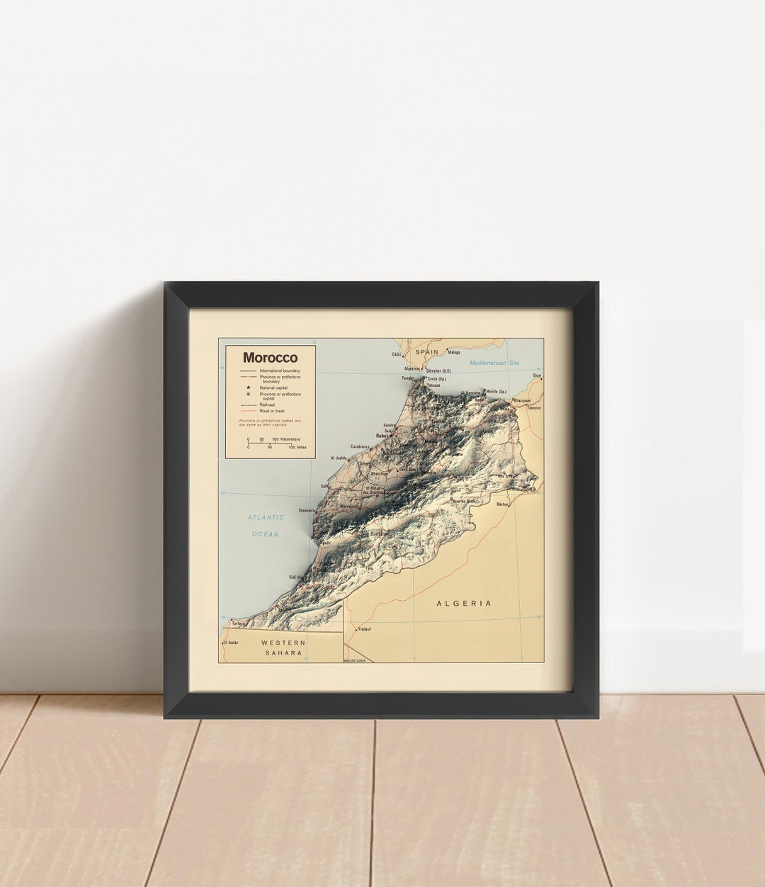 Morocco Map (1979), Morocco Relief Map, Morocco Wall Decor, Morocco ...