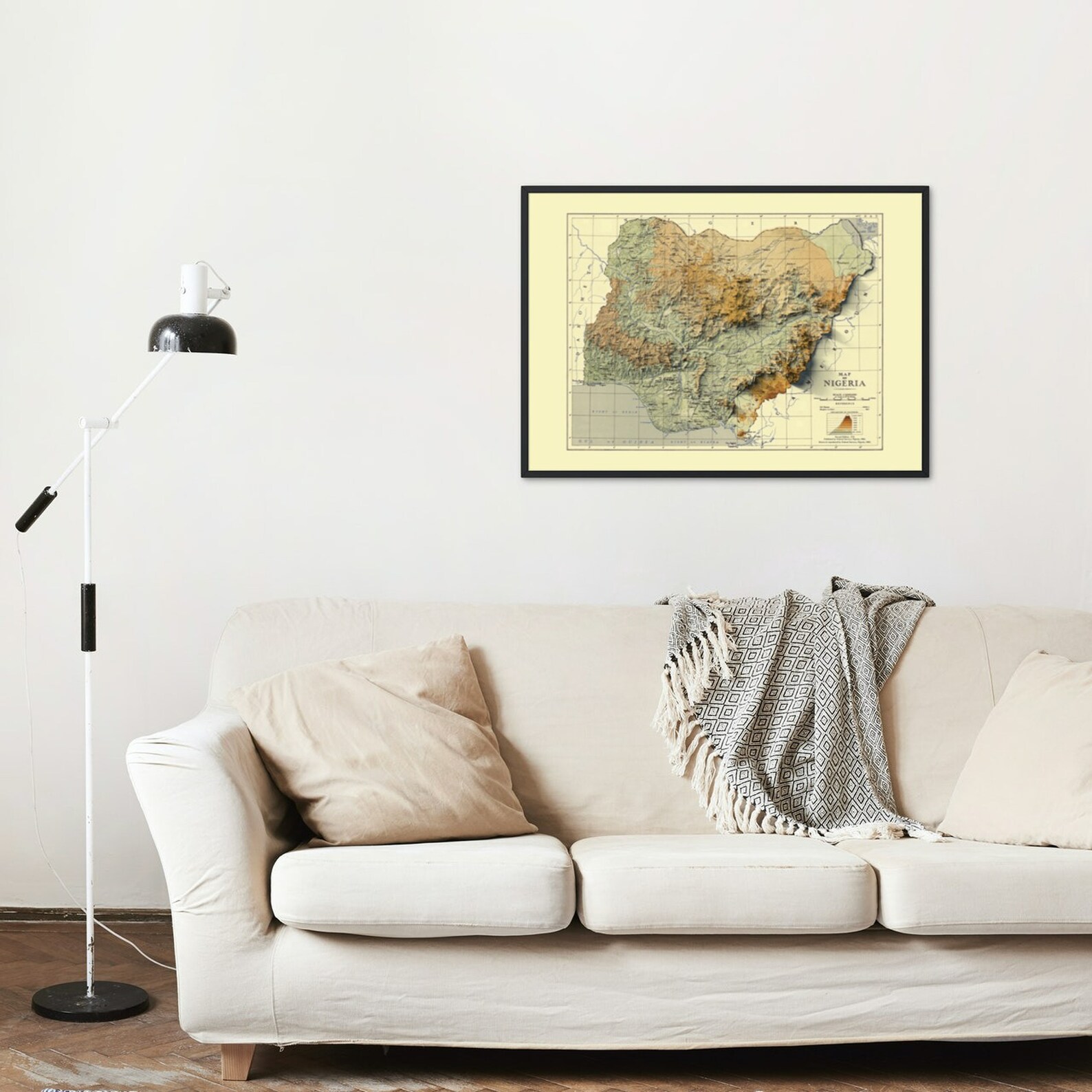 Nigeria Map, Nigeria Shaded Relief Map, Nigeria Wall Art, Nigeria