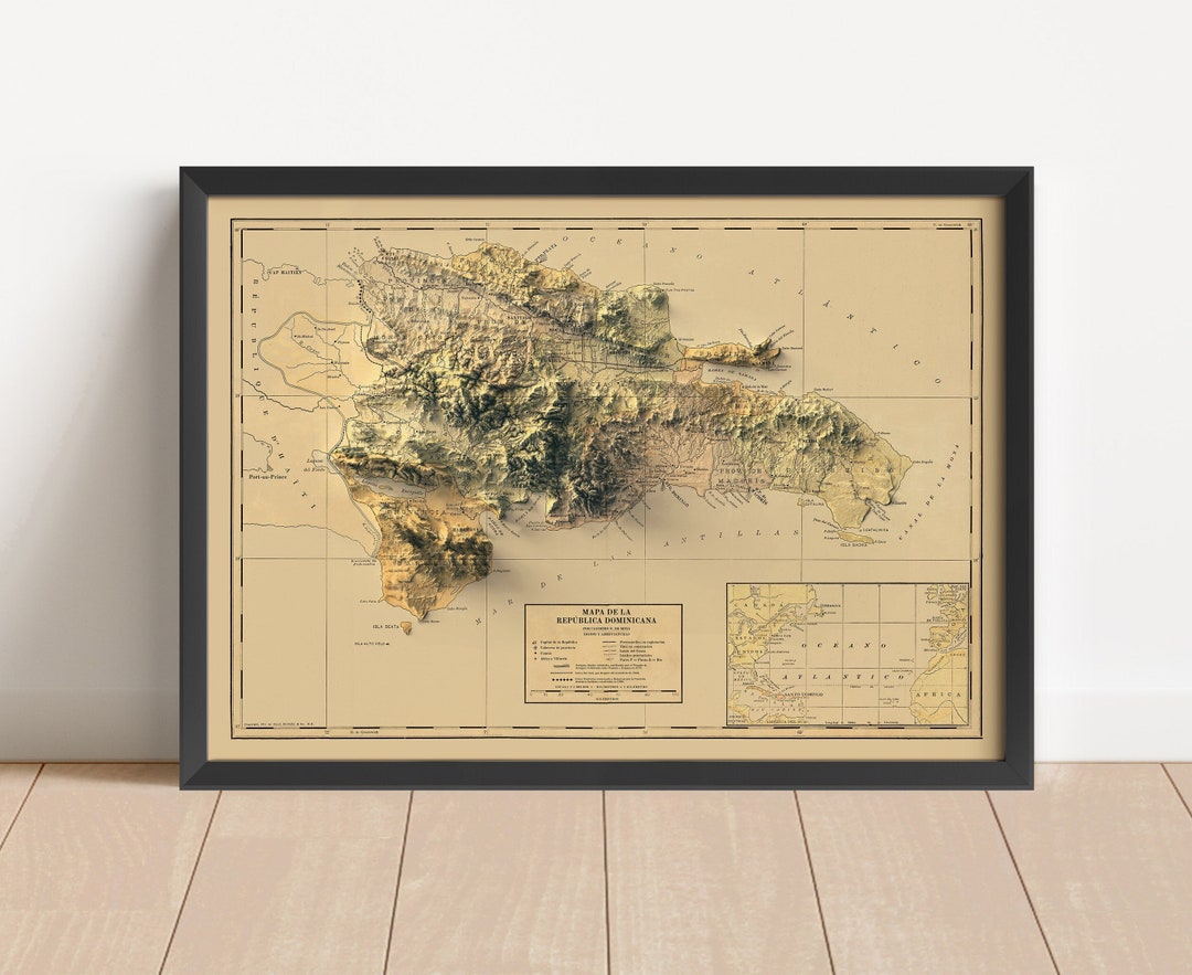 Dominican Republic Map (1910), Dominican Republic Relief Map, Dominican ...