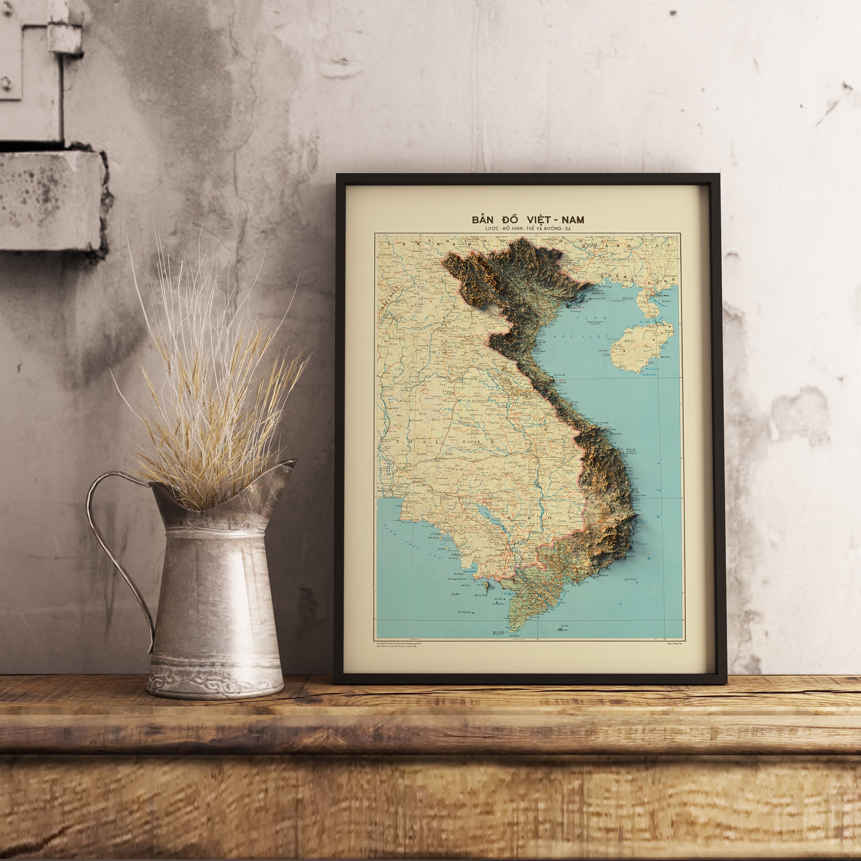 Vietnam Vintage Relief Map, Based on 1966 Original | Vietnam Wall