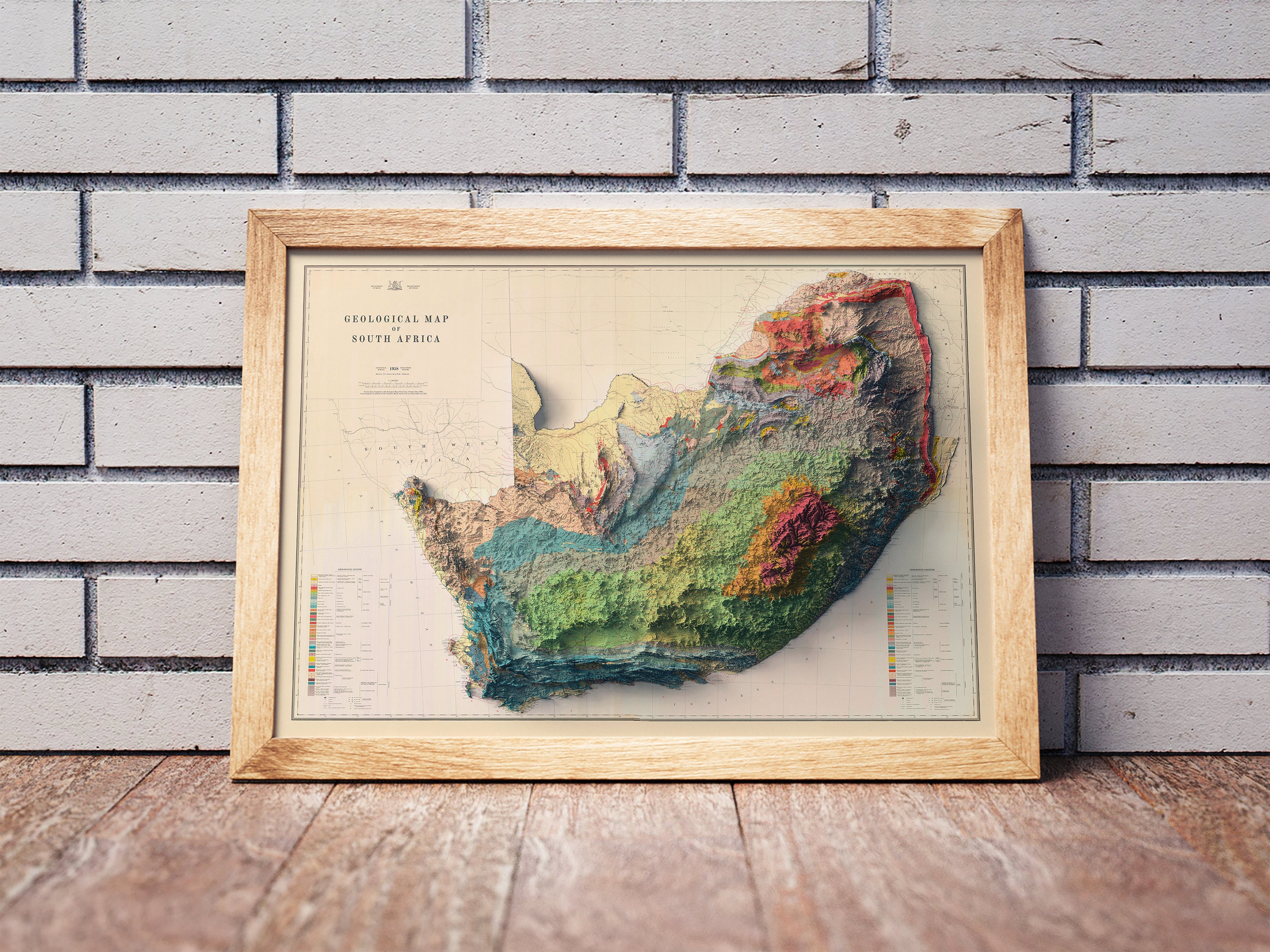 South Africa Map South Africa Relief Map South Africa Etsy Canada