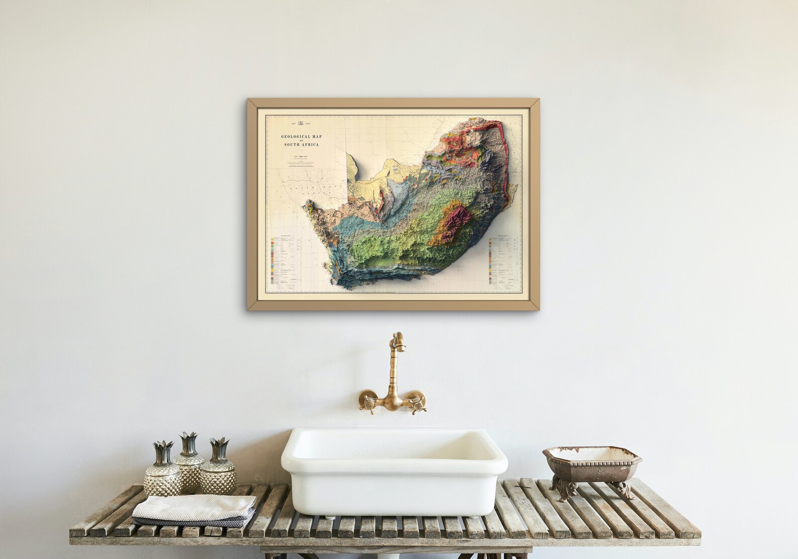 South Africa Map South Africa Relief Map South Africa Etsy Canada